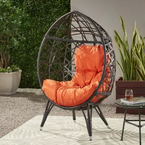 Outdoor Wicker Teardrop Chair with Cushion - NH223113 patio chairs, outdoor seating