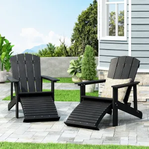 Outdoor Wood Adirondack Chair With Footrest - NH528213 patio chairs, outdoor seating