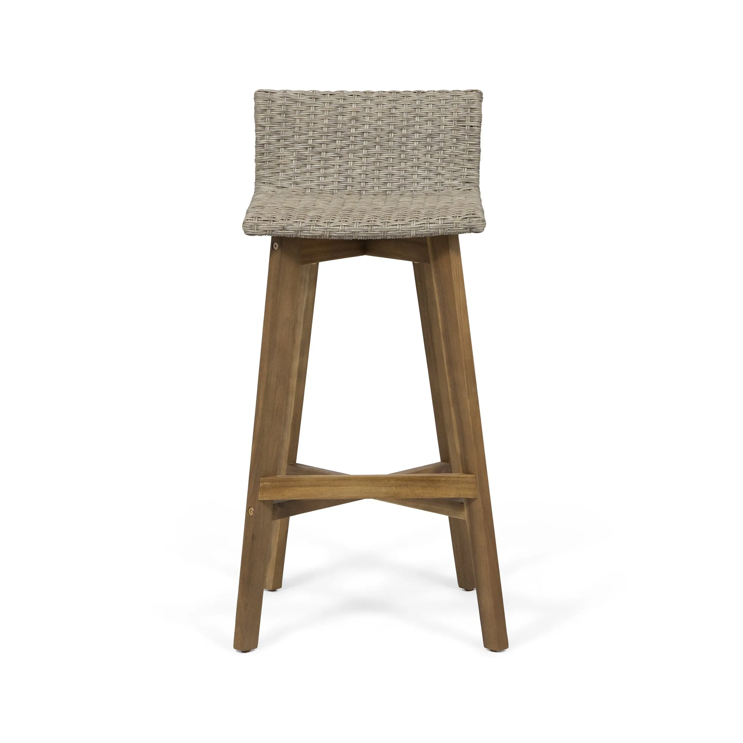 Outdoor Wood & Wicker Barstools (Set of 4) - NH360013