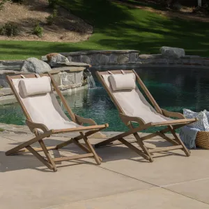 Outdoor Wood and Canvas Sling Chair (Set of 2) - NH862003 chandelier, pendant light