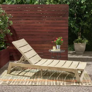 Outdoor Wood and Iron Chaise Lounge - NH118903 patio chairs, outdoor seating