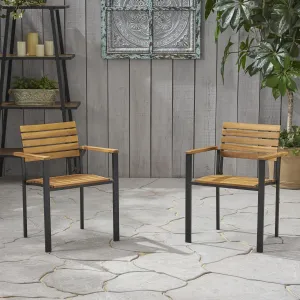 Outdoor Wood and Iron Dining Chairs (Set of 2) - NH928903 chandelier, pendant light