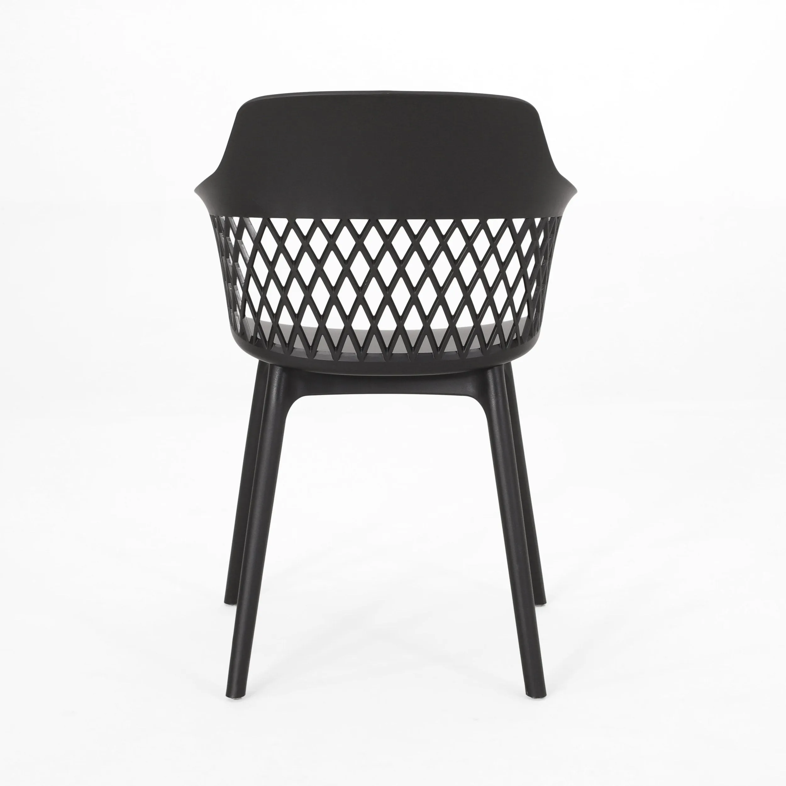 Outdoor Wood and Resin 7 Piece Dining Set, Black and Teak - NH340513