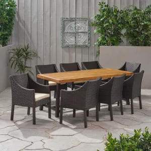 Outdoor Wood and Wicker 8 Seater Dining Set - NH836903 patio chairs, outdoor seating