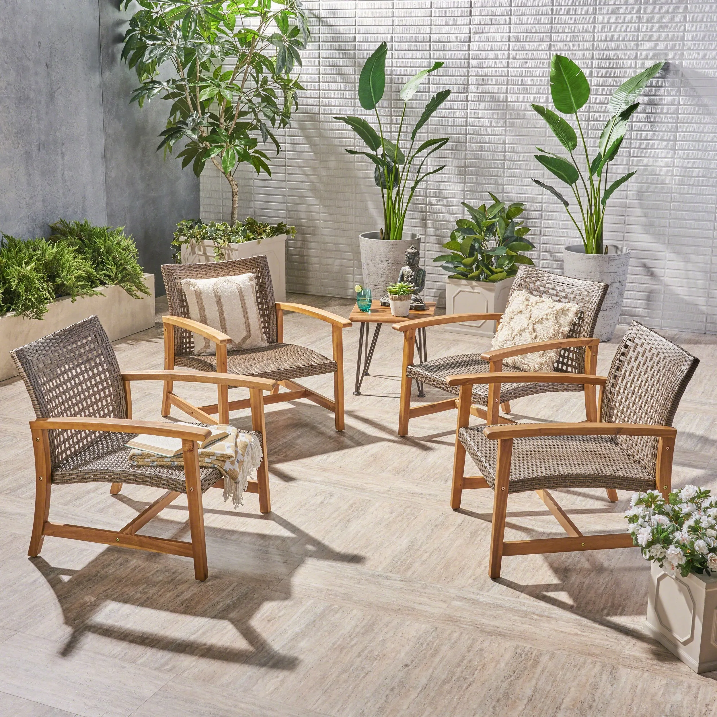 Outdoor Wood and Wicker Club Chairs - NH902503