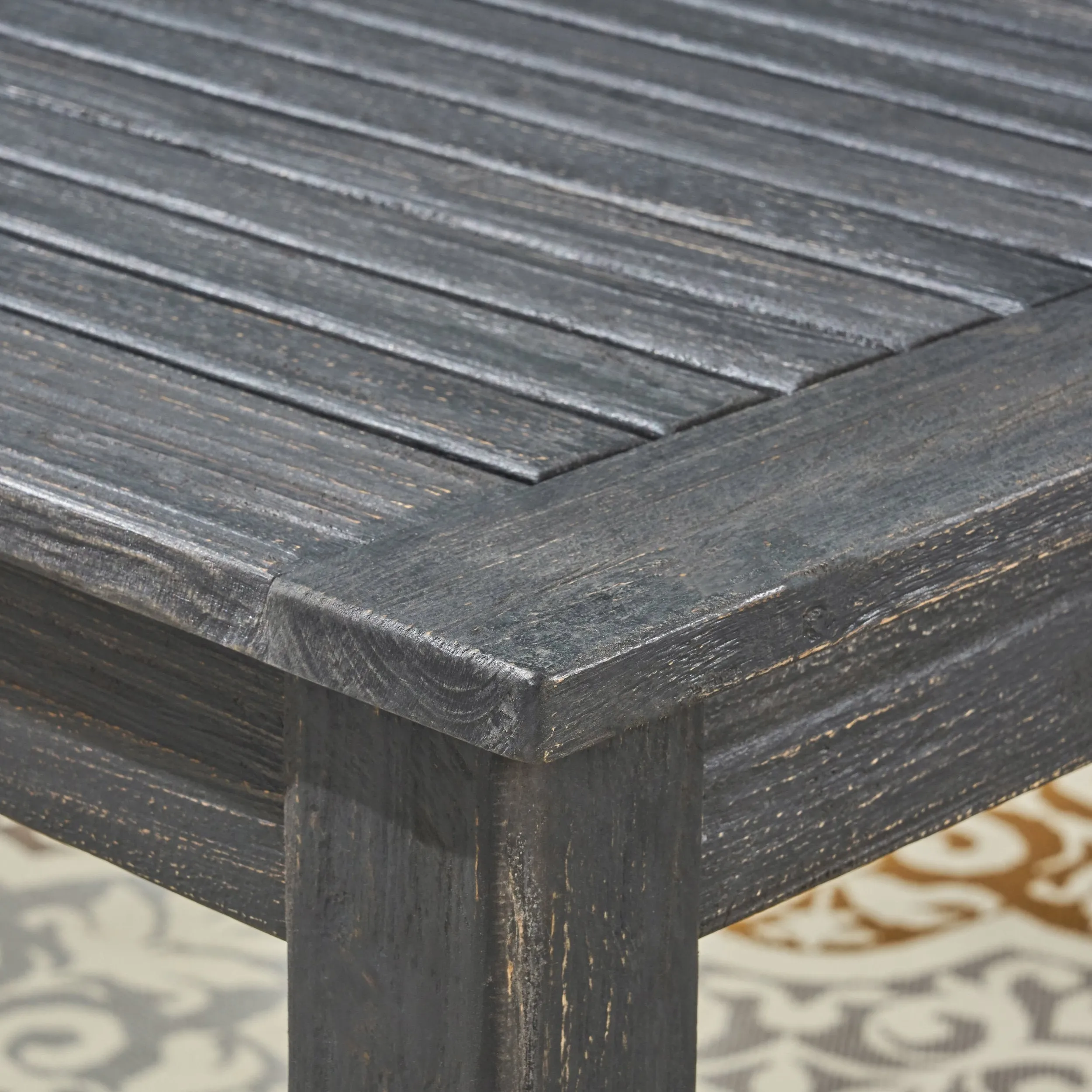 Outdoor Wood and Wicker Expandable Dining Set - NH354503
