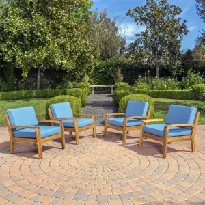 Outdoor Wood Patio Furniture Club Chairs w/ Water Resistant Cushions (Set of 4) - NH111992 chandelier, pendant light