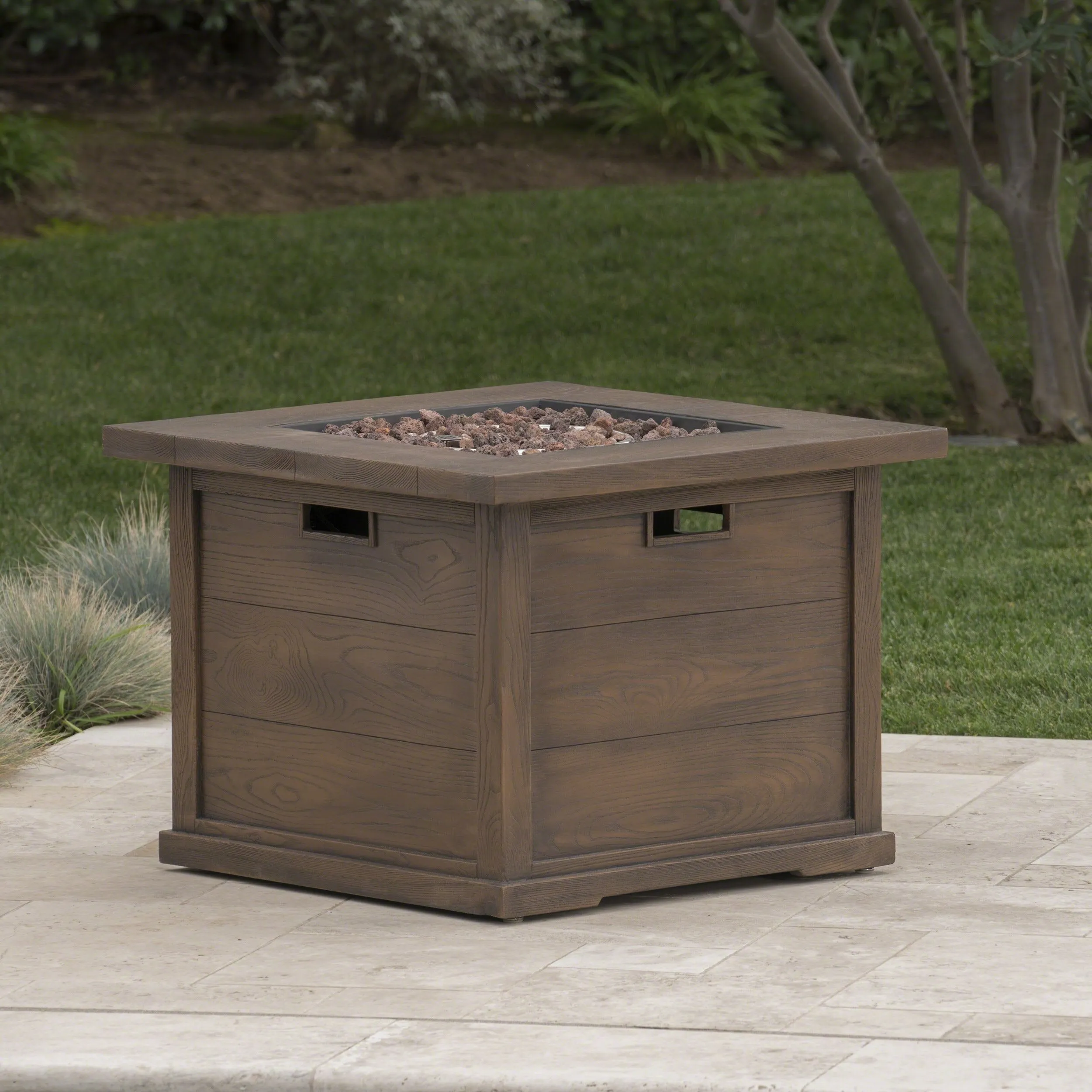 Outdoor Wood Patterned Square Gas Fire Pit - NH428203 floor chair, tatami chair