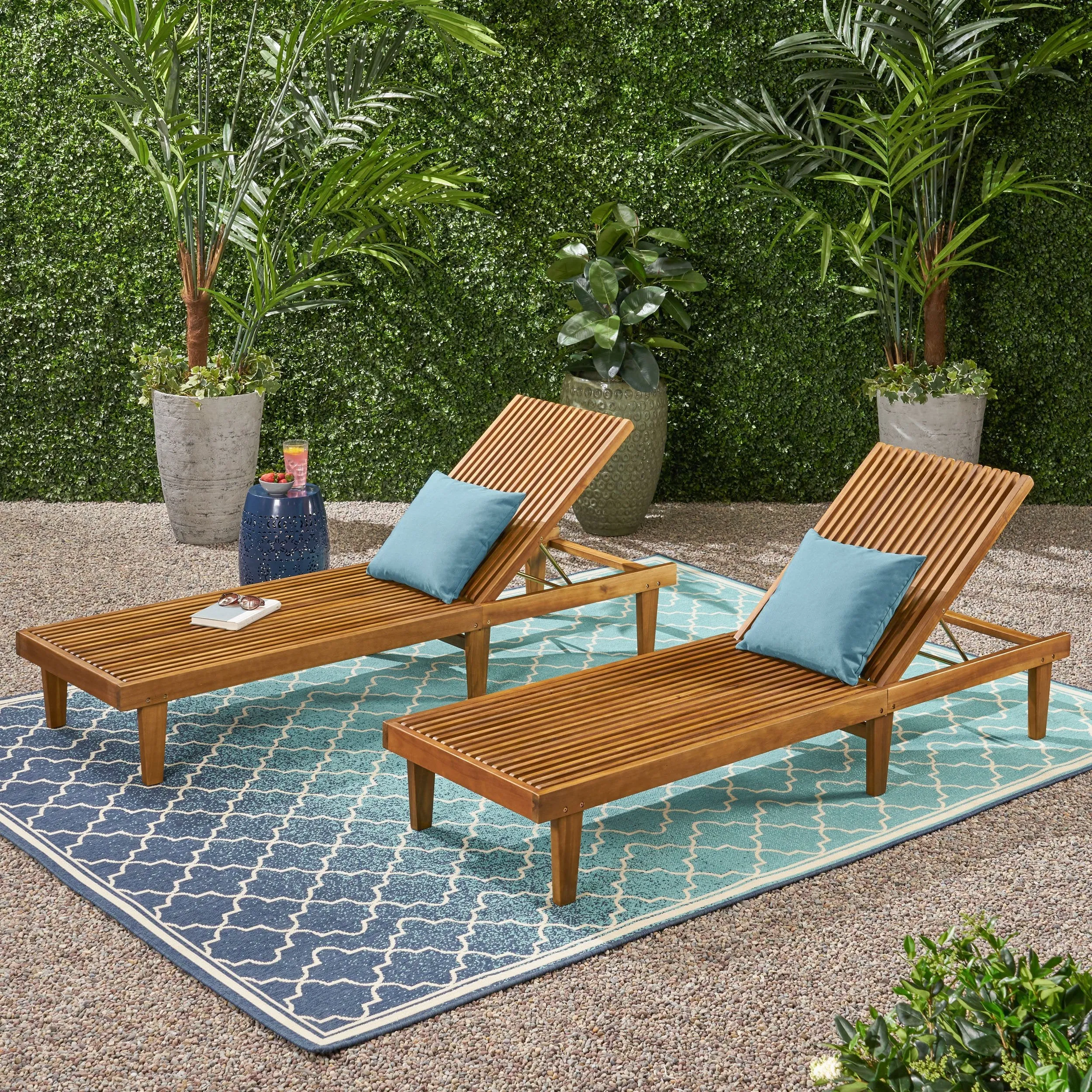 Outdoor Wooden Chaise Lounge (Set of 2) - NH470903 patio chairs, outdoor seating