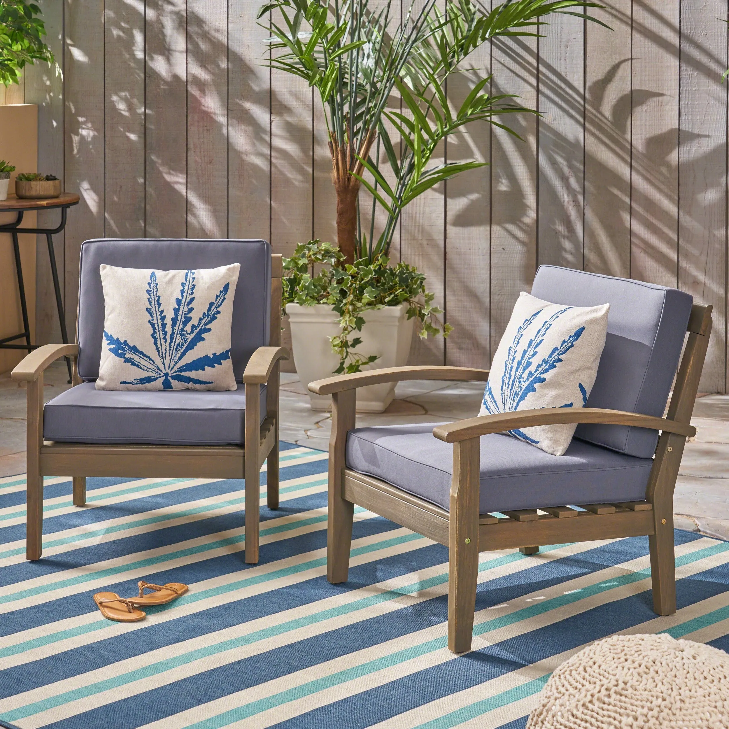 Outdoor Wooden Club Chairs (Set of 2) - NH388503 patio chairs, outdoor seating