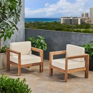 Outdoor Wooden Club Chairs with Cushions (Set of 2), Beige and Brown Finish - NH172903 chandelier, pendant light