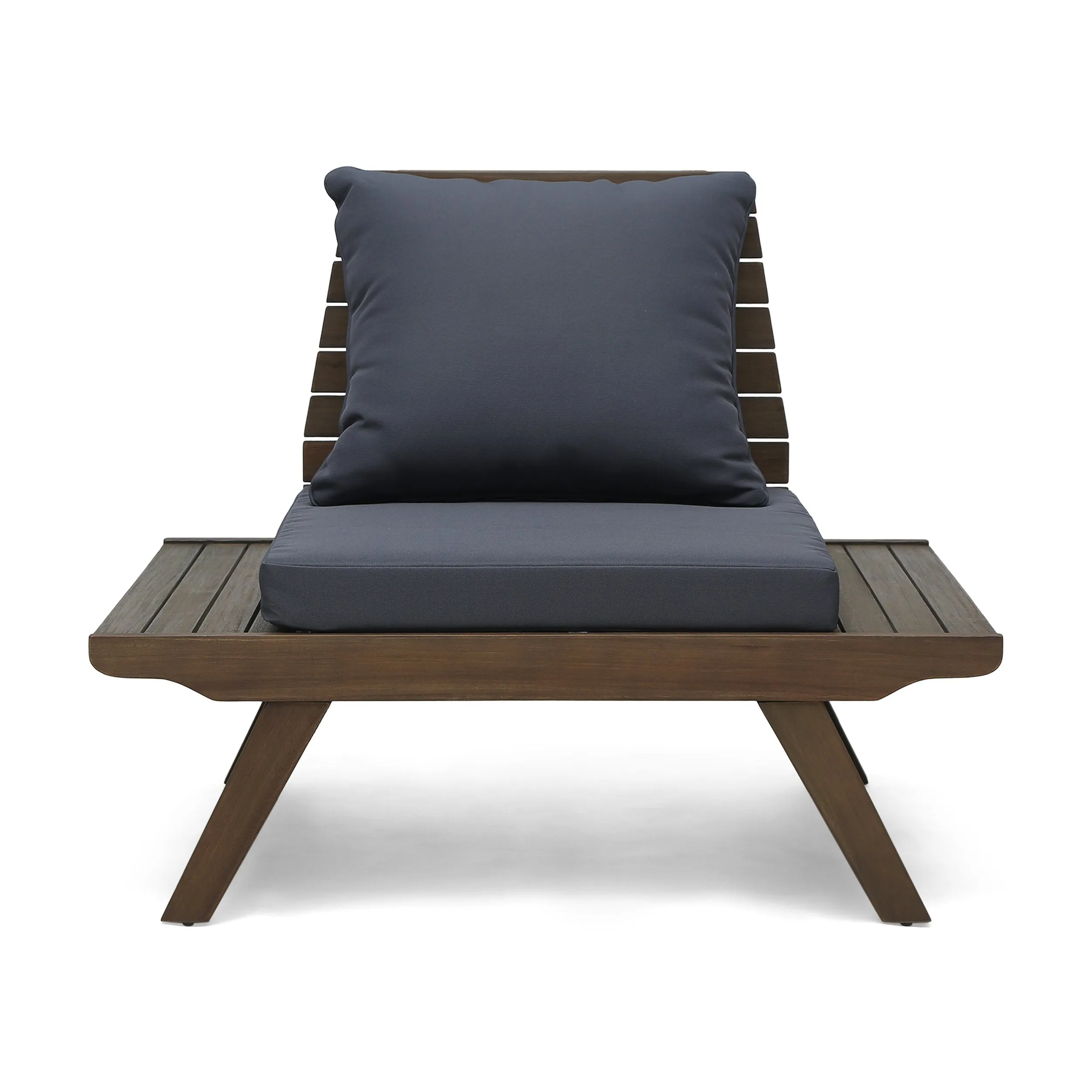 Outdoor Wooden Club Chairs with Cushions (Set of 2), Dark Gray and Gray Finish - NH171903