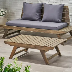 Outdoor Wooden Coffee Table, Gray Finish - NH771903 patio chairs, outdoor seating