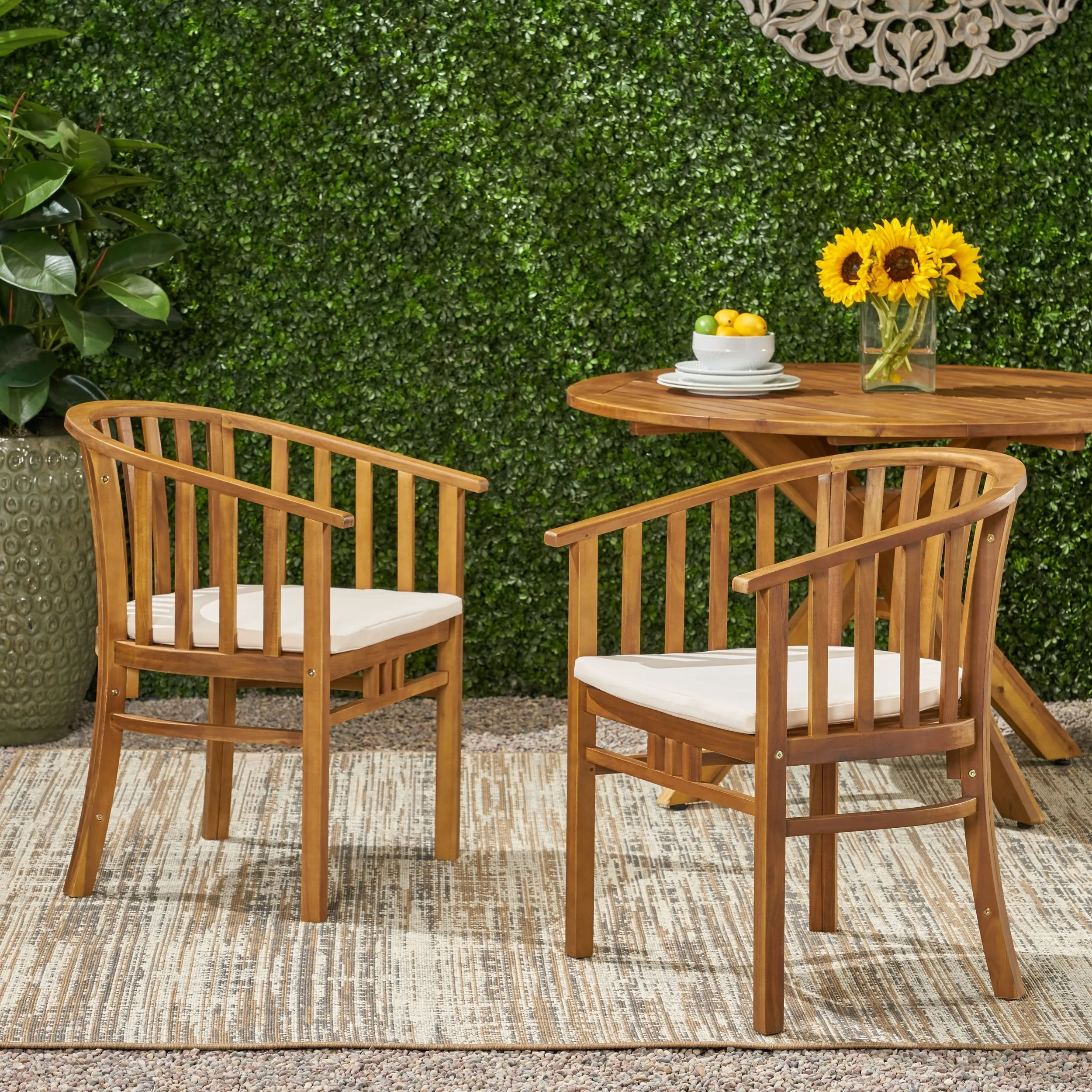 Outdoor Wooden Dining Chairs with Cushions (Set of 2) - NH162903 chandelier, pendant light