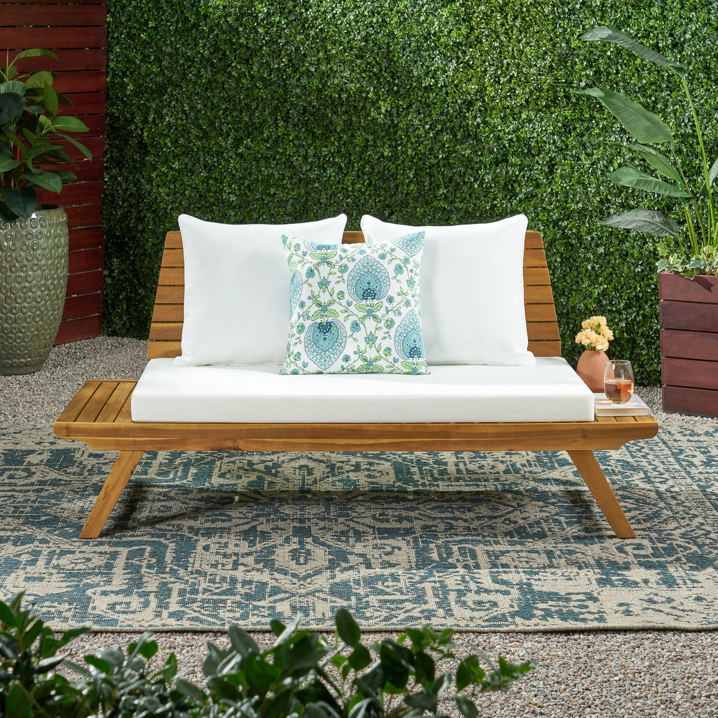 Outdoor Wooden Loveseat with Cushions - NH471903 patio chairs, outdoor seating