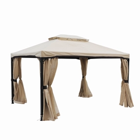 Outdoor 10' x 12' Gazebo with Water Resistant Canopy, Beige - NH535513 cowhide rug, luxury rug