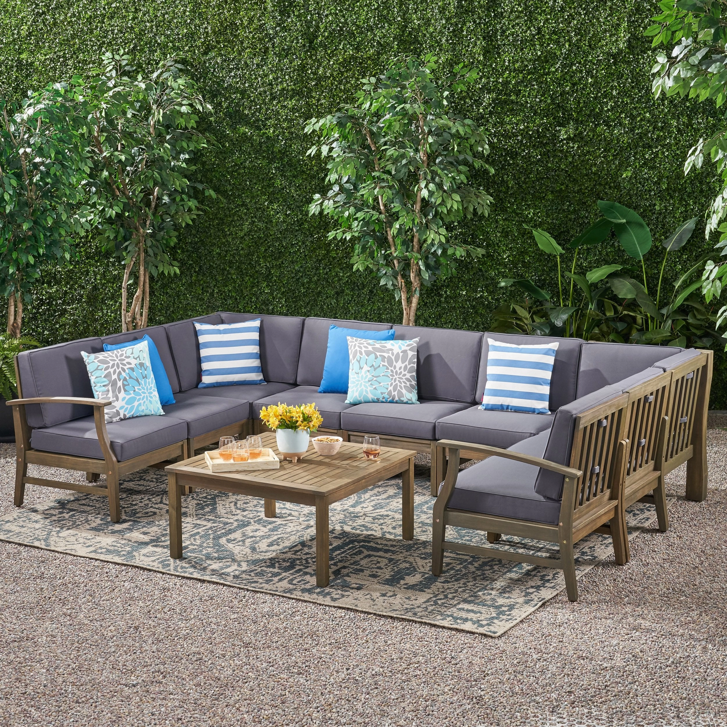 Outdoor 10 Piece Acacia Wood Sofa Sectional Set - NH233803 serving bowl, serving dish