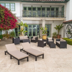 Outdoor 10 Piece Wicker Patio Set w/ Water Resistant Cushions - NH664003 cushion cover, soft furnishing