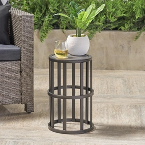 Outdoor 11 Inch Grey Finish Ceramic Tile Side Table - NH402403 coffee table, accent table