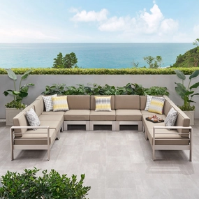Outdoor 11 Seater Aluminum U-Shaped Sofa Sectional - NH268903 serving bowl, serving dish
