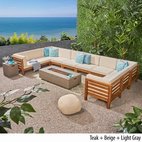 Outdoor 12 Piece U-Shaped Sectional Sofa Set with Fire Pit - NH811703 serving bowl, serving dish