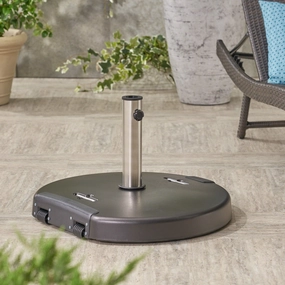 Outdoor 132lb Concrete Circular Umbrella Base with Stainless Steel Collar - NH528403 cowhide rug, luxury rug