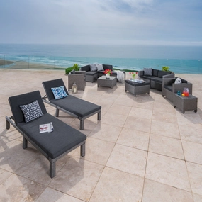 Outdoor 13 Pc Wicker Patio Set w/Water Resistant Cushions - NH493003 cushion cover, soft furnishing