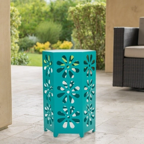 Outdoor 14 Inch Iron Floral Side Table - NH271303 coffee table, accent table