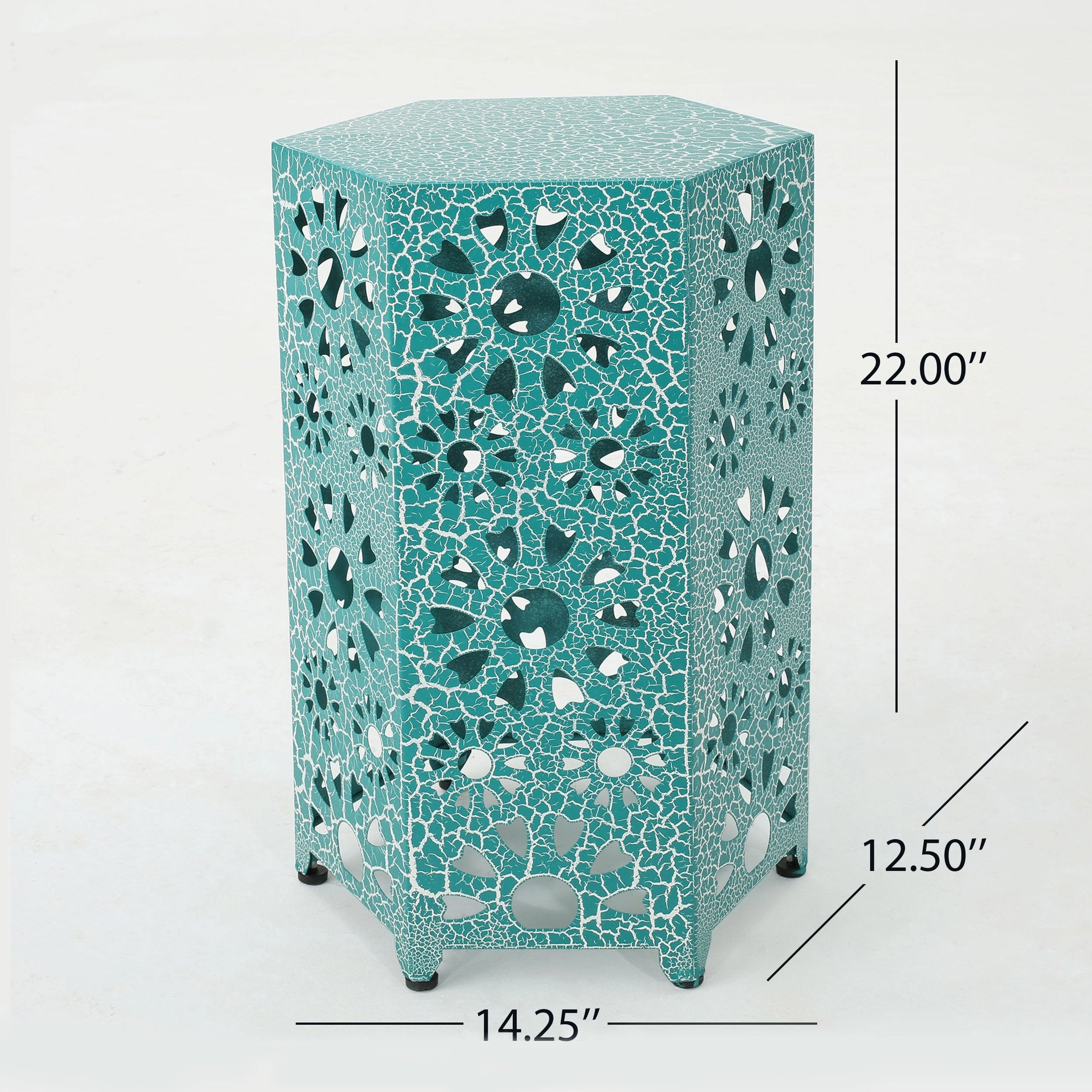 Outdoor 14 Inch Sunburst Iron Side Table - NH259103