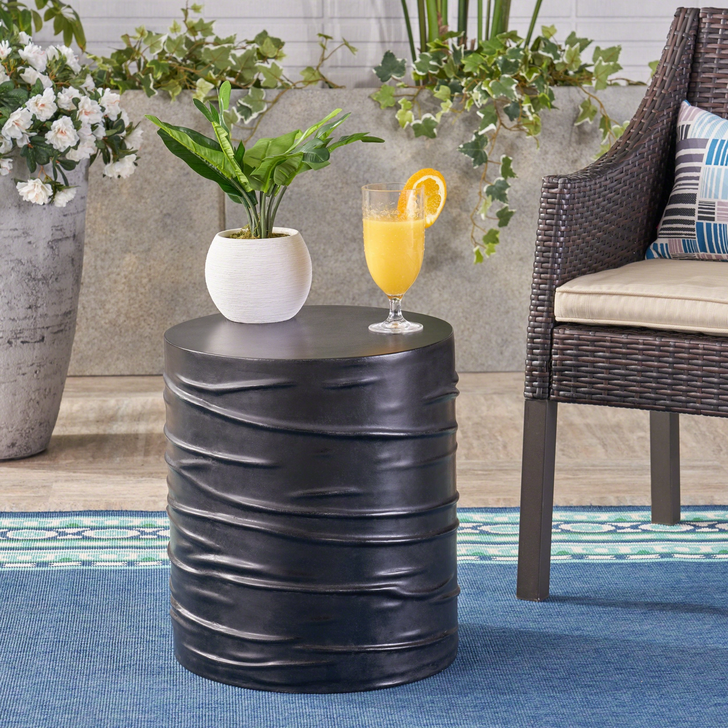 Outdoor 16-inch Light-Weight Concrete Side Table - NH388403 coffee table, accent table