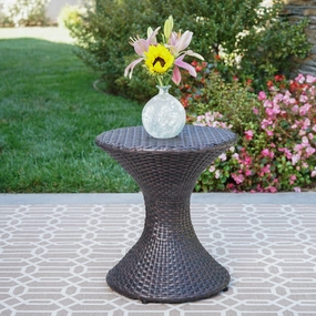 Outdoor 16-inch Multi-brown Wicker Hourglass Side Table - NH184103 coffee table, accent table