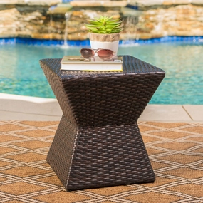 Outdoor 16-inch Multi-brown Wicker Square Side Table - NH474103 coffee table, accent table