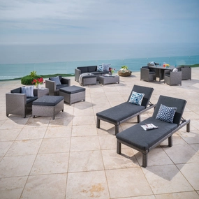 Outdoor 17 PcWicker Patio Set w/Water Resistant Cushion - NH593003 cushion cover, soft furnishing