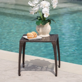 Outdoor 18-inch Bronze Finished Cast Aluminum Side Table - NH457103 coffee table, accent table