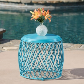 Outdoor 19 Inch Diameter Lattice Iron Side Table - NH149103 coffee table, accent table