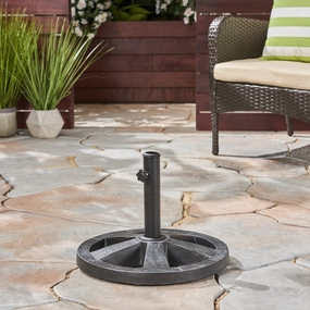 Outdoor 22lb Concrete Circular Umbrella Base, Hammered Iron - NH666403 cowhide rug, luxury rug