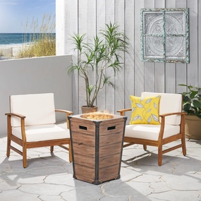 Outdoor 2 Piece Acacia Wood Club Chair Set with Cushions and Fire Column - NH728703 clothes rack, garment rack