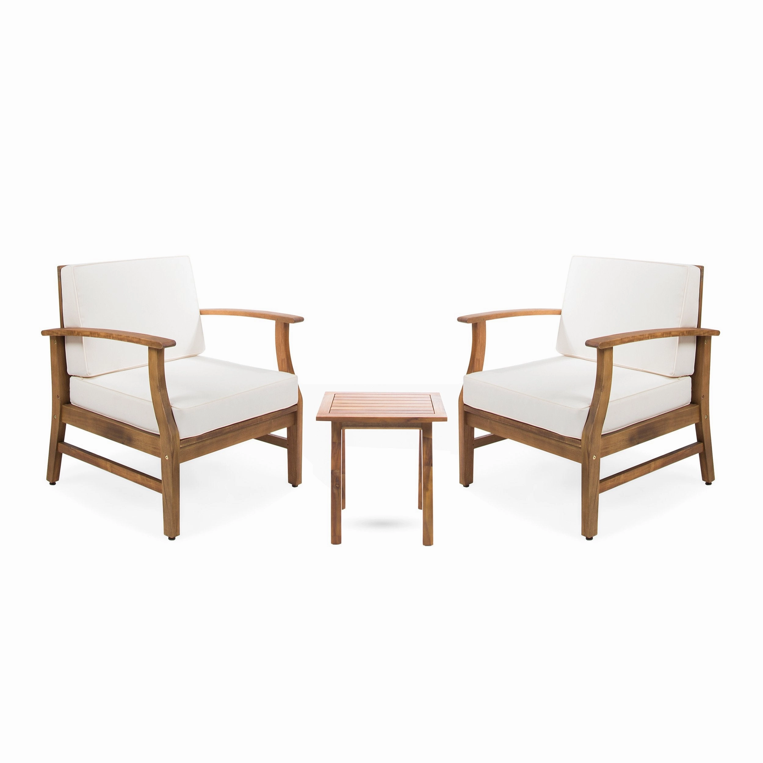 Outdoor 2 Seater Acacia Wood Chat Set with Cushions - NH822203