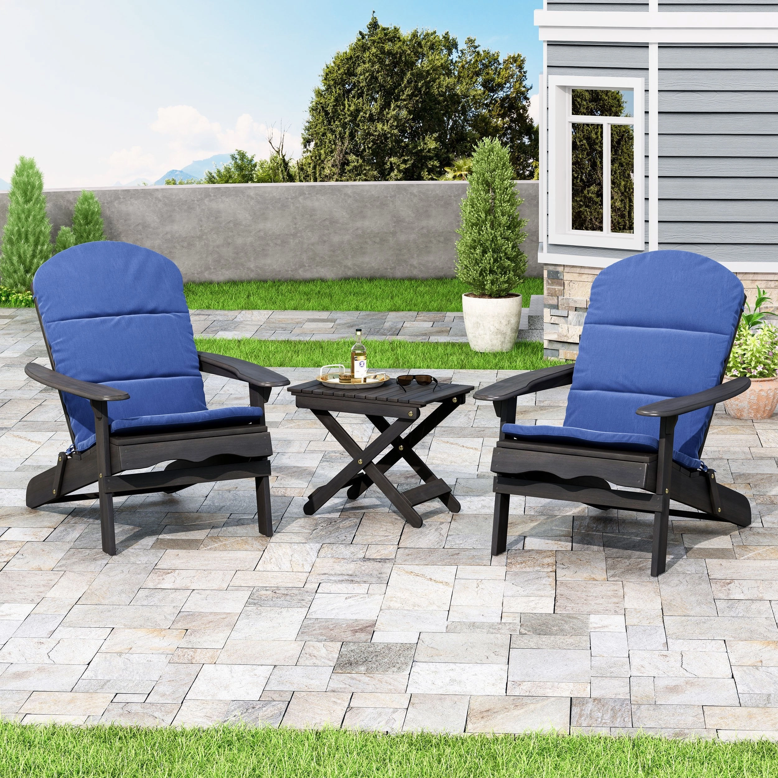 Outdoor 2 Seater Acacia Wood Chat Set with Water Resistant Cushions - NH010313