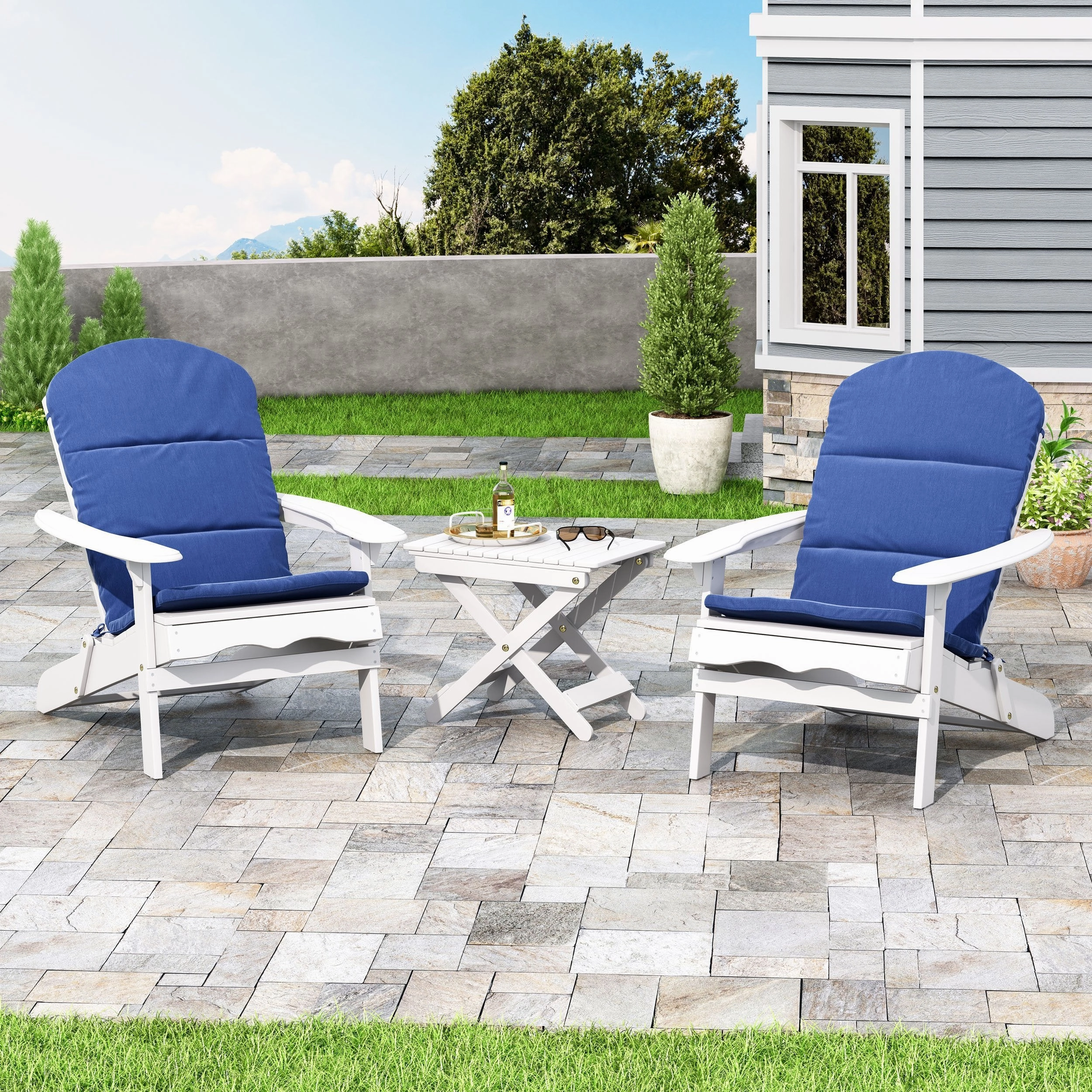Outdoor 2 Seater Acacia Wood Chat Set with Water Resistant Cushions - NH010313