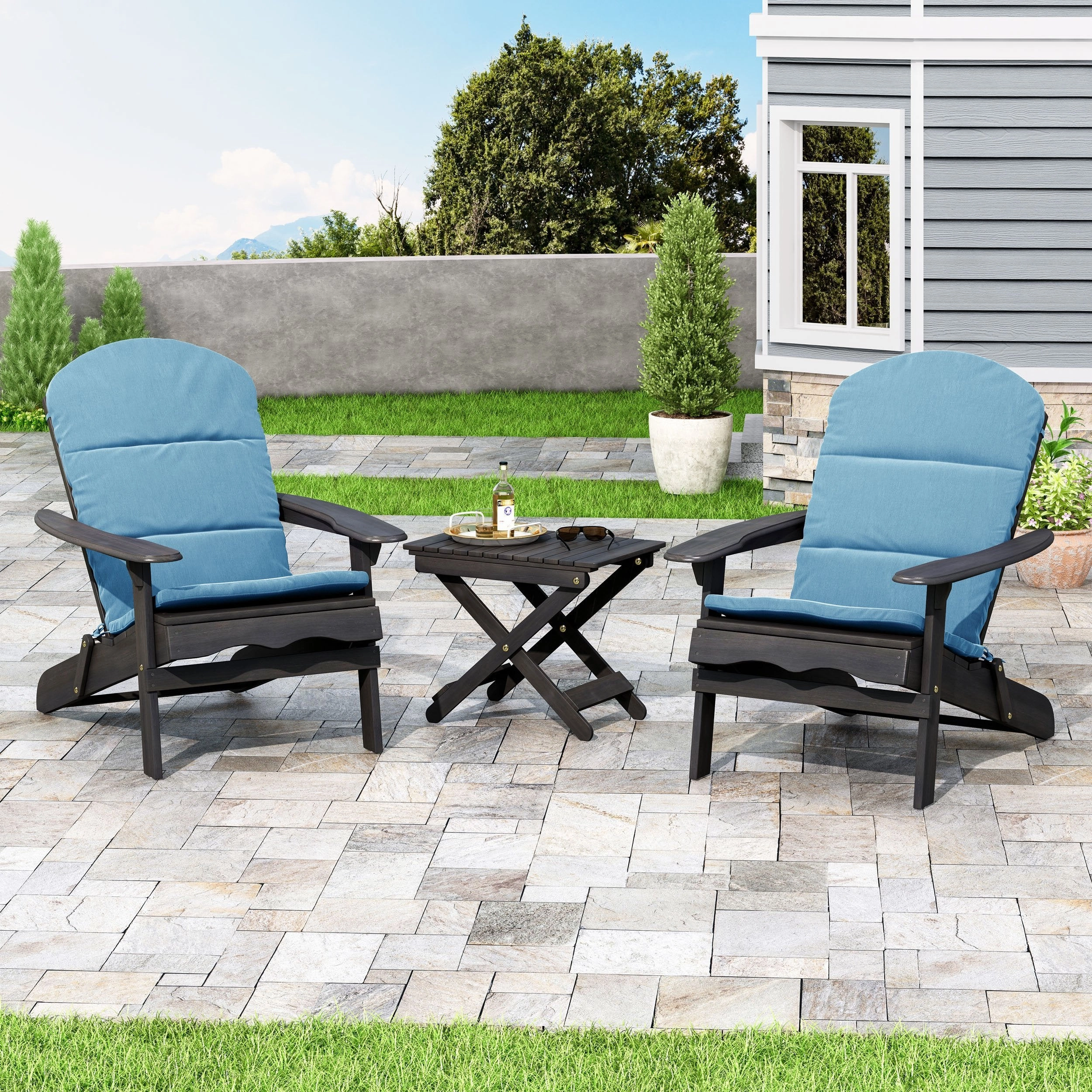 Outdoor 2 Seater Acacia Wood Chat Set with Water Resistant Cushions - NH010313