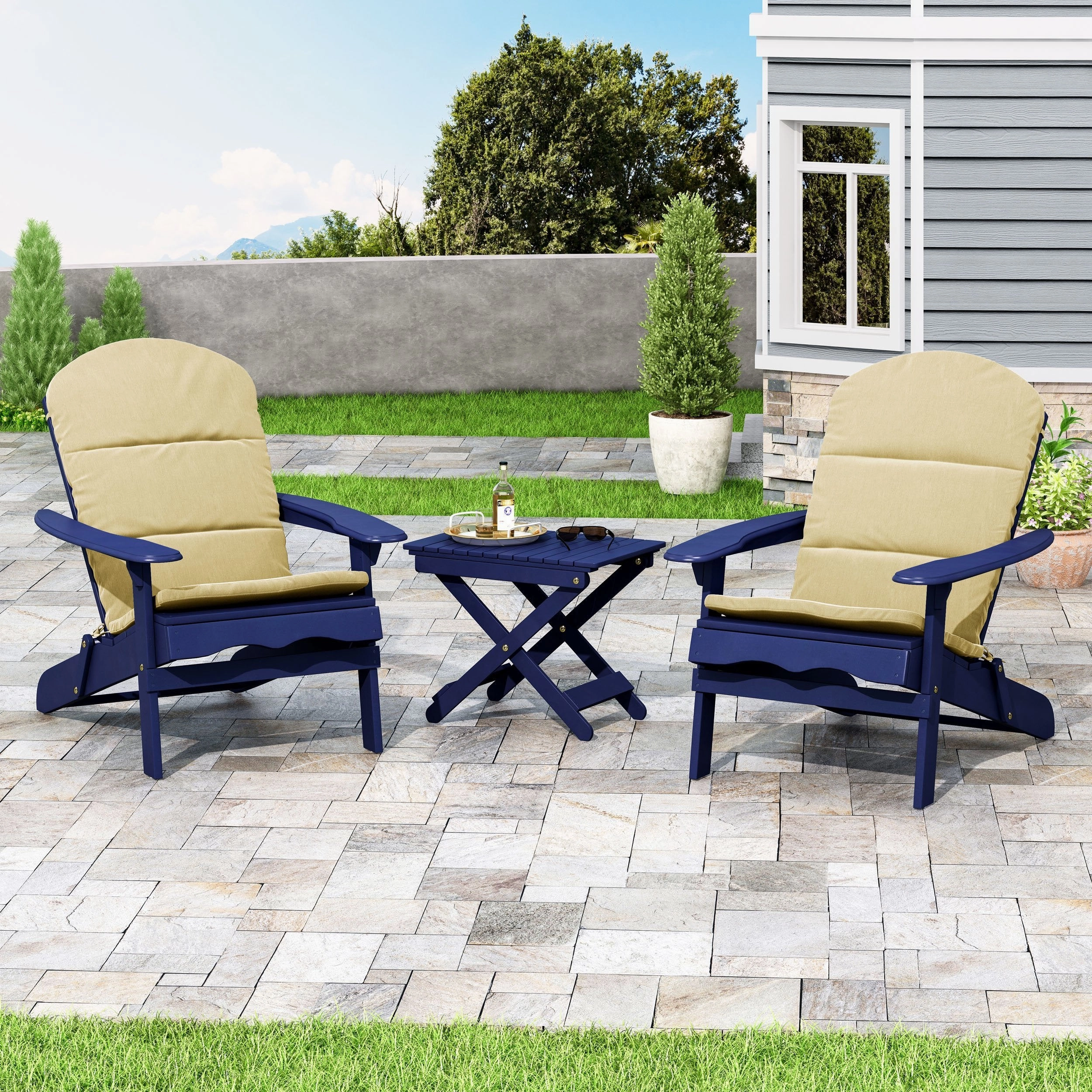 Outdoor 2 Seater Acacia Wood Chat Set with Water Resistant Cushions - NH010313