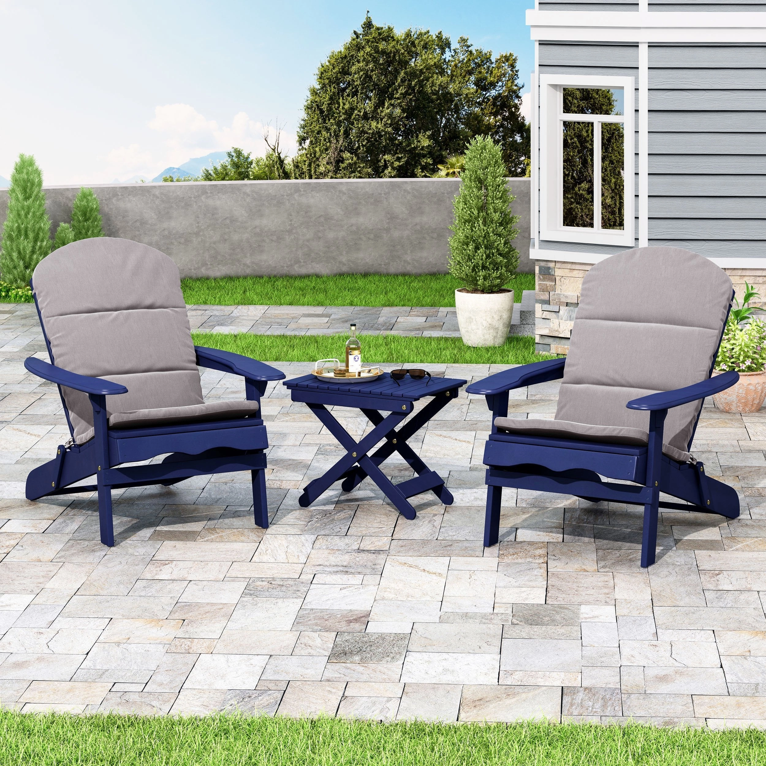 Outdoor 2 Seater Acacia Wood Chat Set with Water Resistant Cushions - NH010313