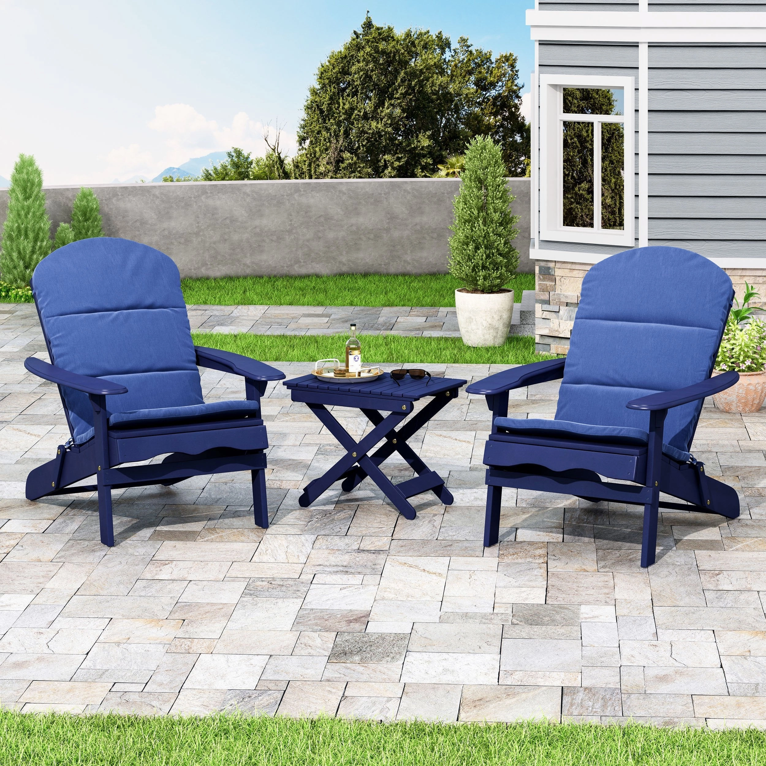 Outdoor 2 Seater Acacia Wood Chat Set with Water Resistant Cushions - NH010313