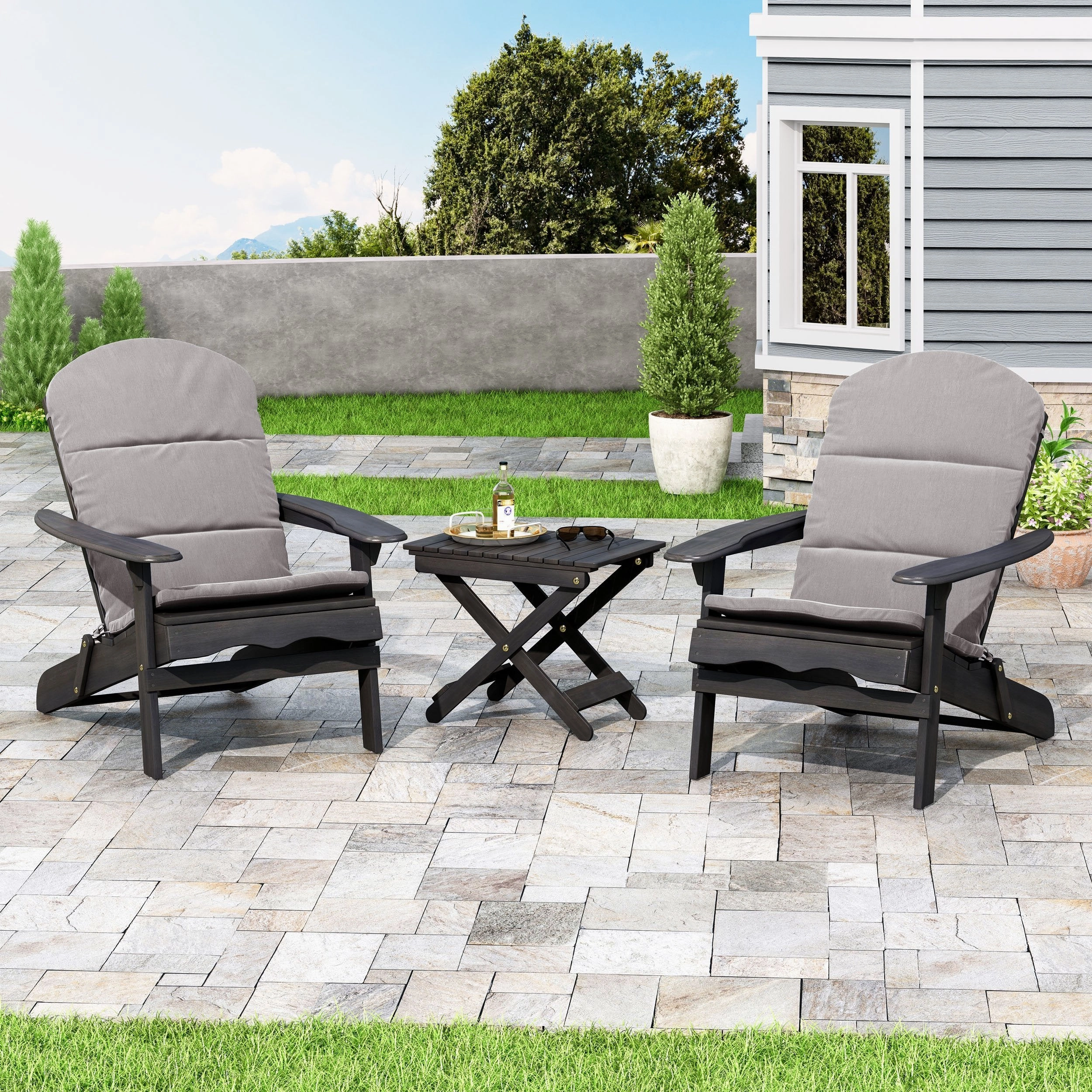Outdoor 2 Seater Acacia Wood Chat Set with Water Resistant Cushions - NH010313