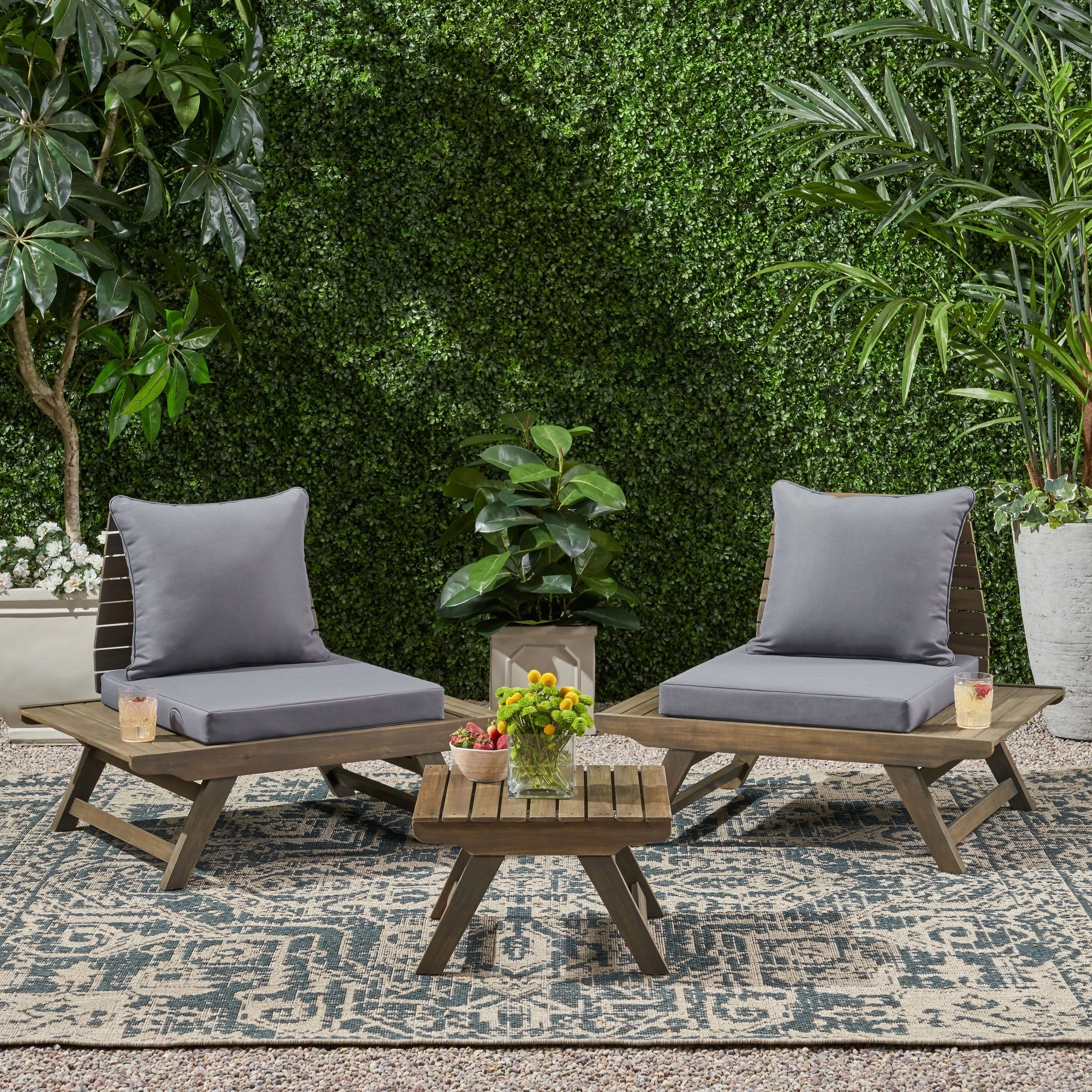 Outdoor 2 Seater Acacia Wood Club Chairs and Side Table Set - NH956903 clothes rack, garment rack