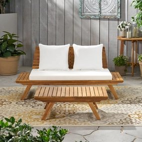 Outdoor 2 Seater Acacia Wood Loveseat and Coffee Table Set - NH466903 clothes rack, garment rack