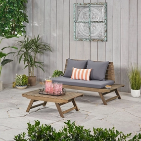 Outdoor 2 Seater Acacia Wood Loveseat and Coffee Table Set - NH856903 clothes rack, garment rack