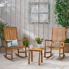 Outdoor 2 Seater Acacia Wood Rocking Chairs and Side Table Set - NH607903 clothes rack, garment rack