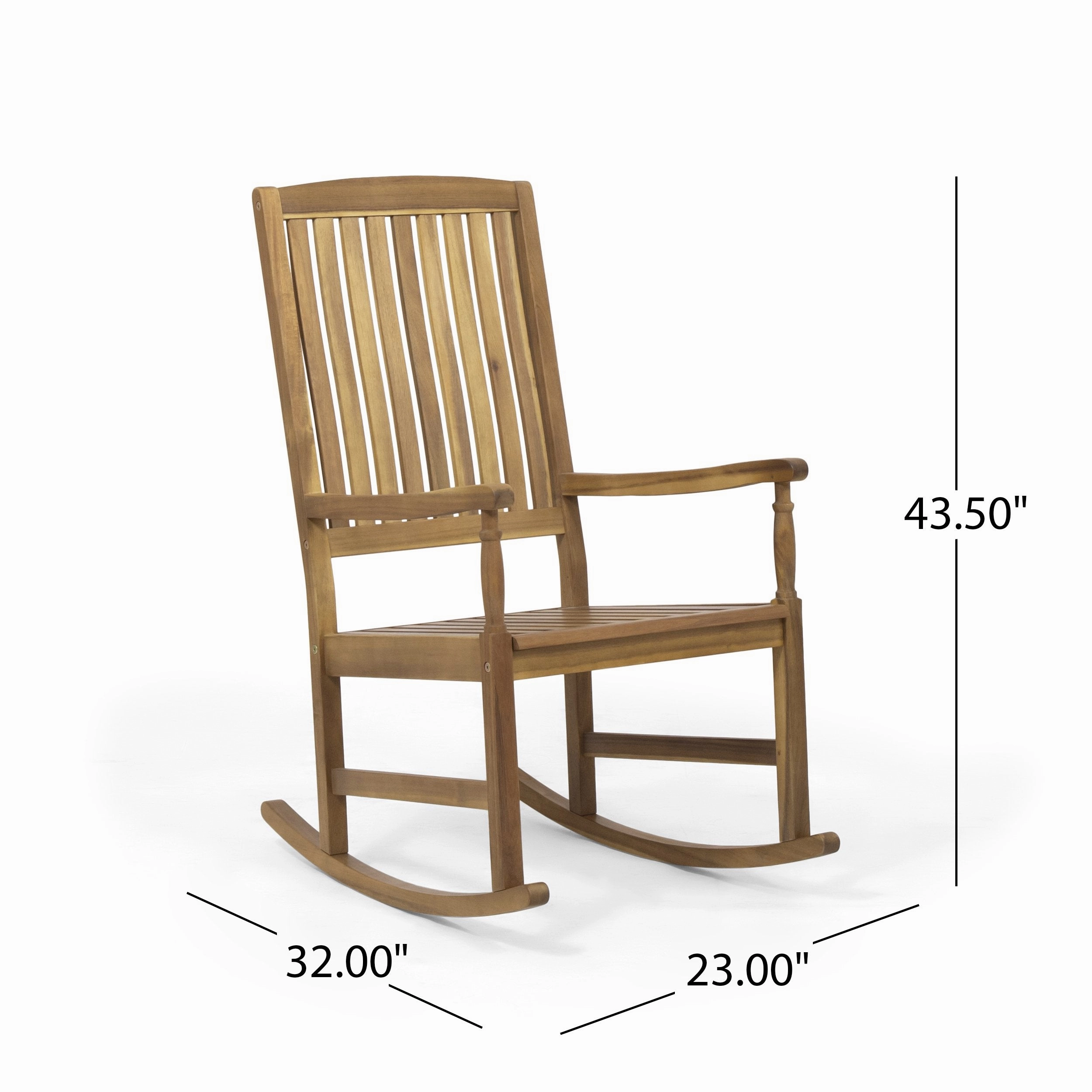 Outdoor 2 Seater Acacia Wood Rocking Chairs and Side Table Set - NH607903